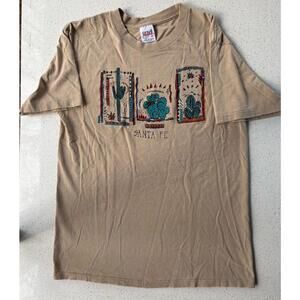 Vintage 90s Santa Fe T Shirt Medium anvil Single Stitch Graphic Print Cactus